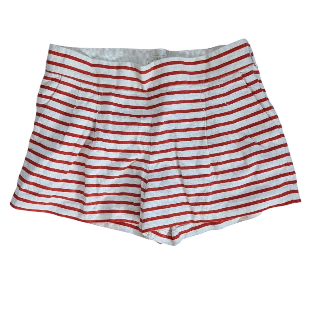 J. Crew Red and White French Terry Striped Shorts Sz.10